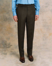 Brown Wool and Linen Classic Trousers