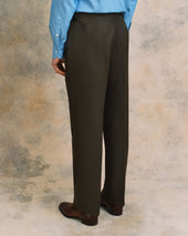 Brown Wool and Linen Classic Trousers