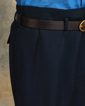 Navy Linen Blend Hollywood Trousers