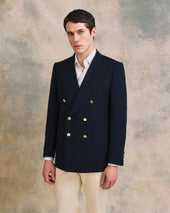 Navy Double-Breasted Summer Blazer