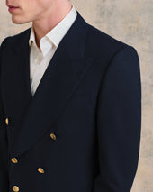 Navy Double-Breasted Summer Blazer