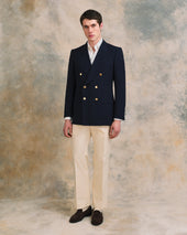 Navy Double-Breasted Summer Blazer