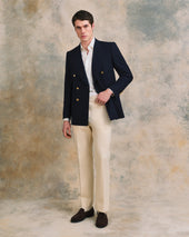 Navy Double-Breasted Summer Blazer