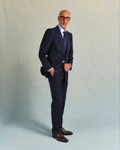 Navy Linen Blend Suit