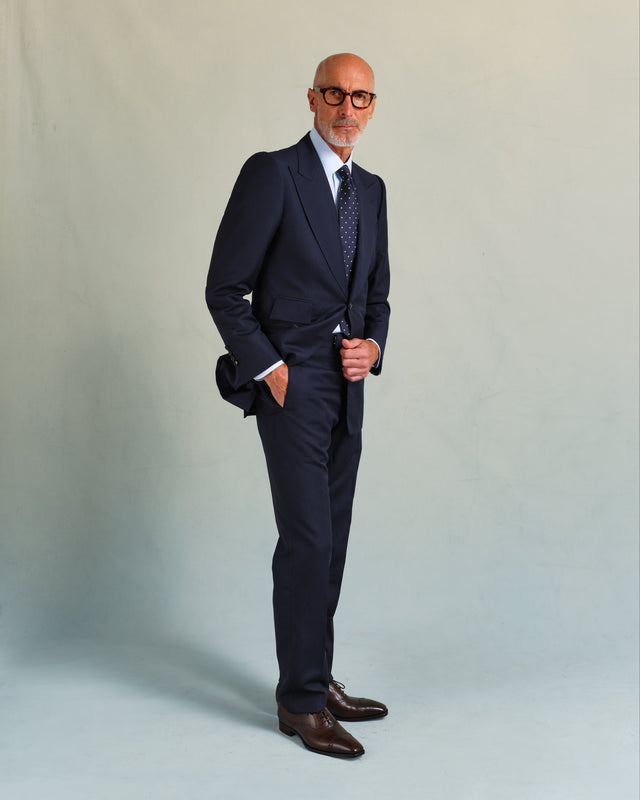Navy Linen Blend Suit
