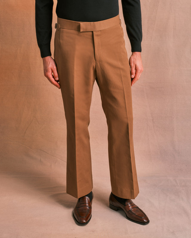 Tobacco Cotton/Silk Blend Flares