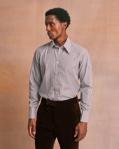 Brown Bengal Stripe Pin Collar Shirt