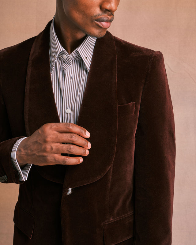 Burgundy Velvet Shawl Jacket