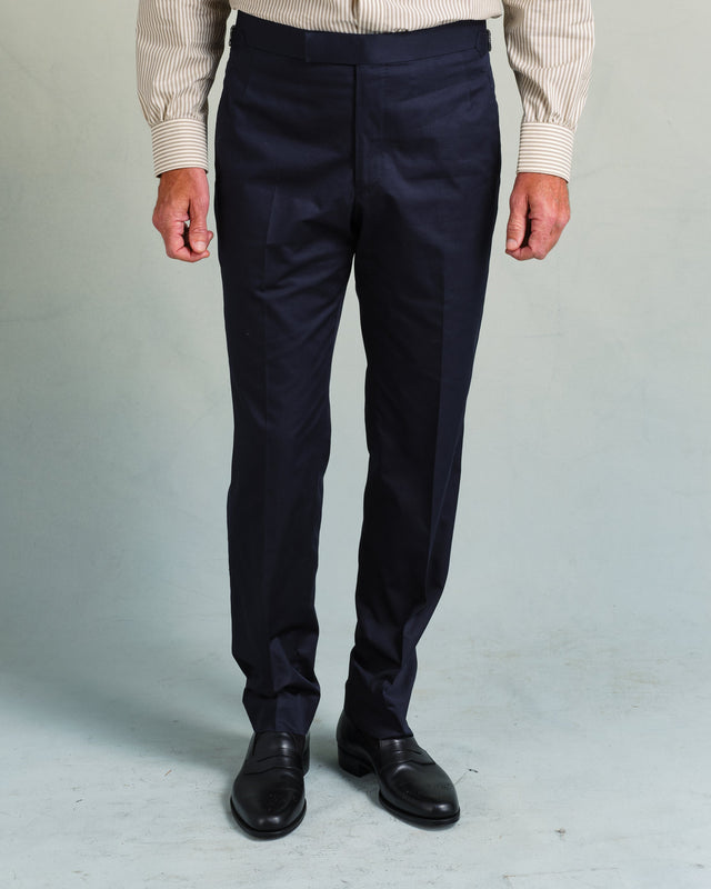Navy Cotton Contemporary Trousers
