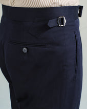Navy Cotton Contemporary Trousers