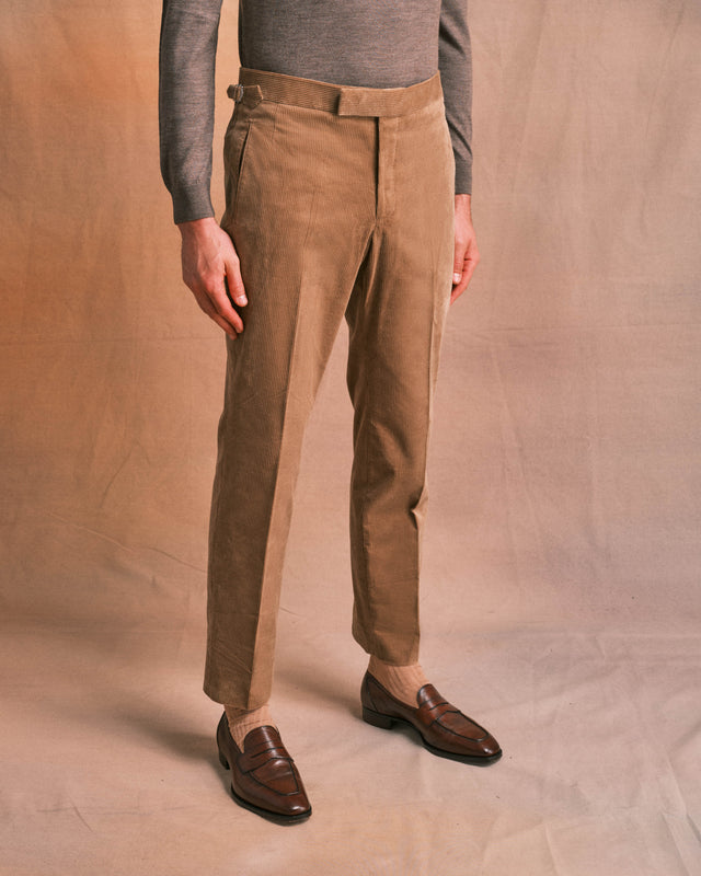 Sand Corduroy Contemporary Trousers
