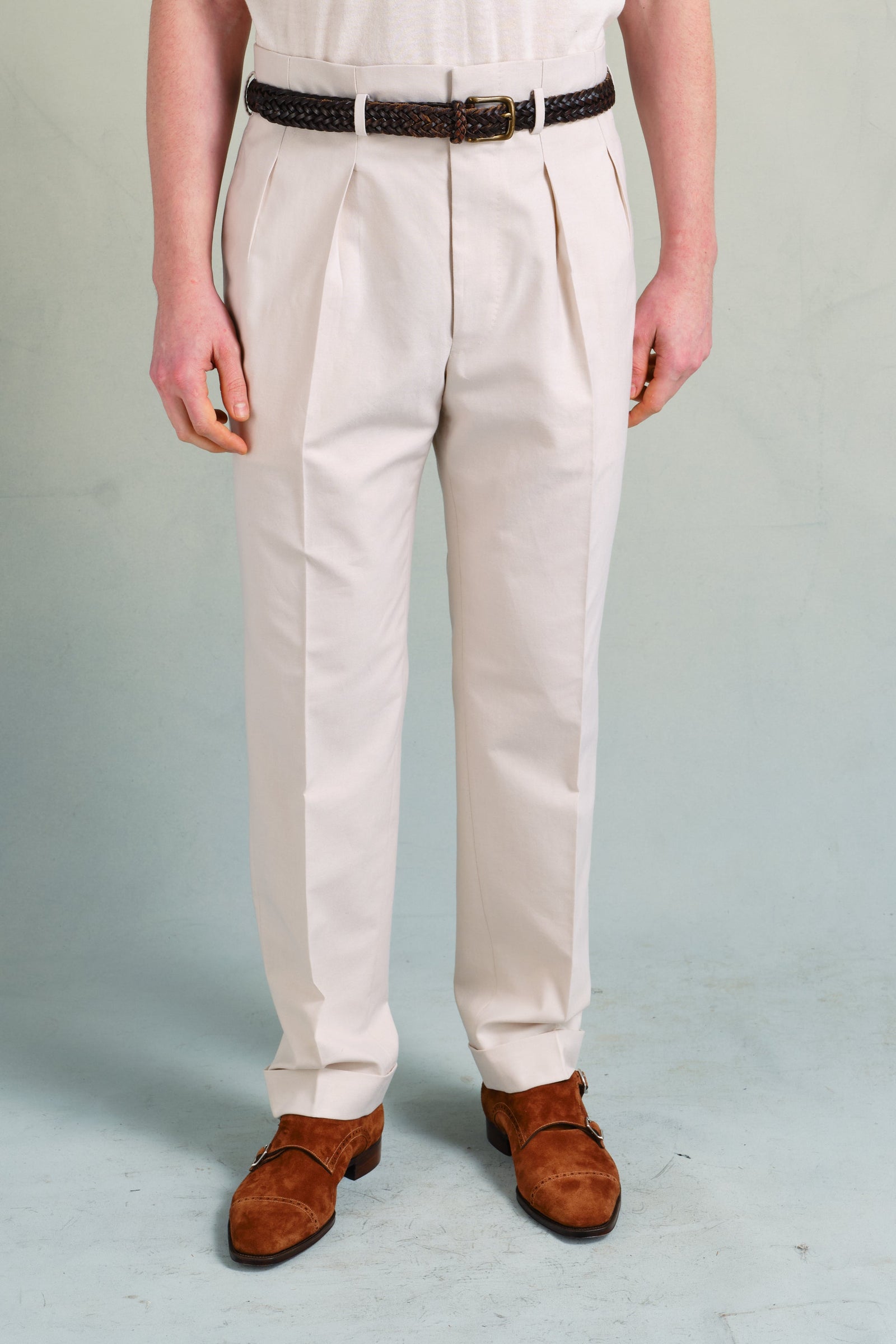 Off White Cotton Hollywood Trousers