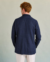 Navy Silk Blend Overshirt