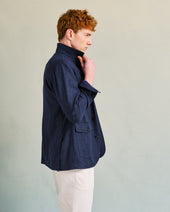 Navy Silk Blend Overshirt