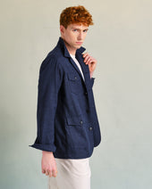 Navy Silk Blend Overshirt