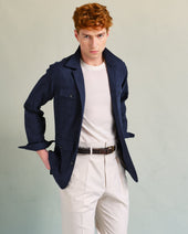Navy Silk Blend Overshirt