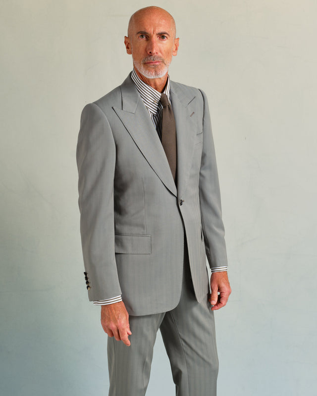 Sage Herringbone Contemporary Suit