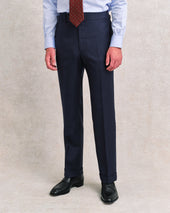 Navy Herringbone Classic Trousers