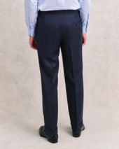 Navy Herringbone Classic Trousers