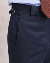 Navy Herringbone Classic Trousers