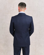 Navy Herringbone Low Double-Breasted Suit