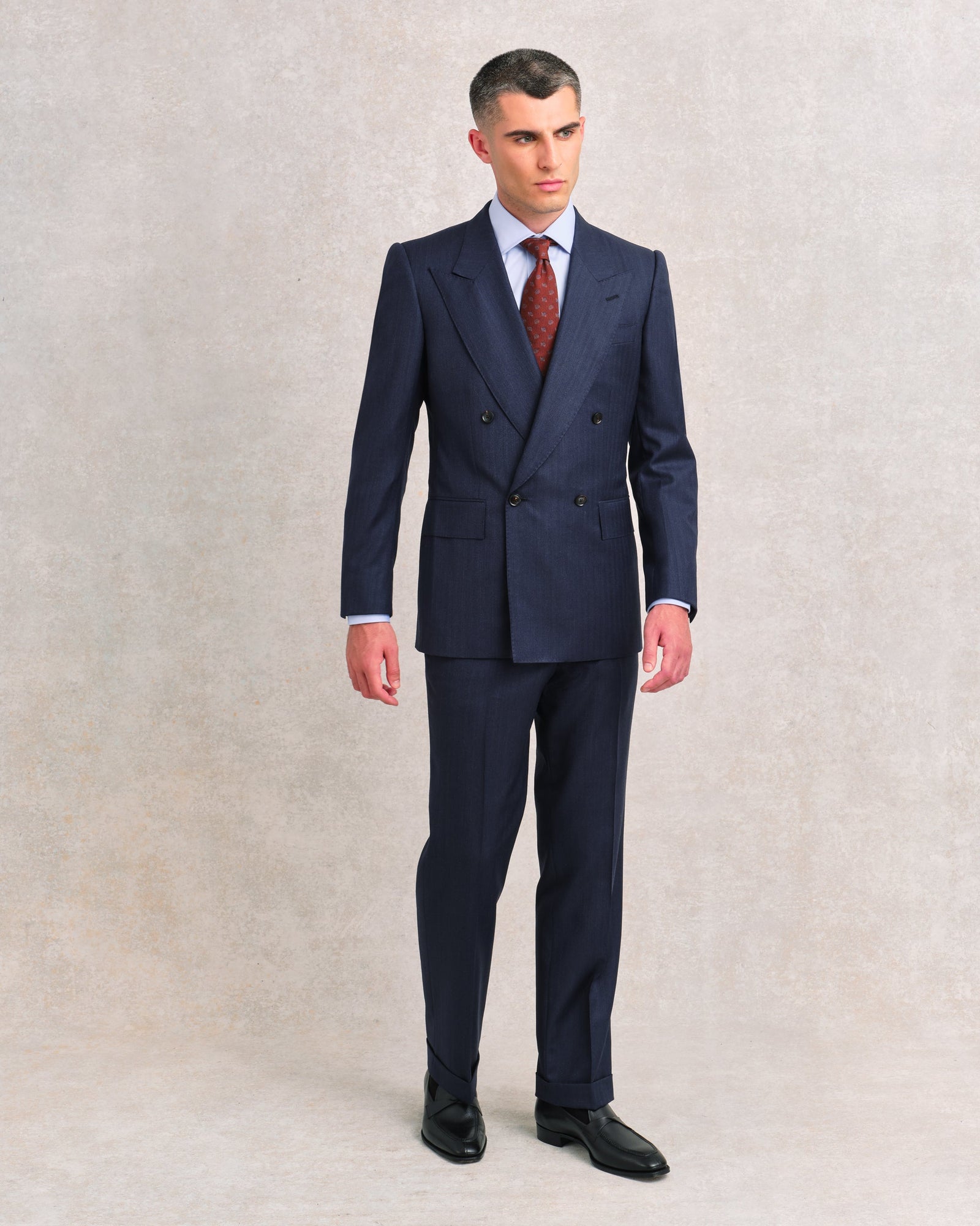 Herringbone Low Double Breasted Suit