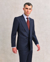 Navy Herringbone Low Double-Breasted Suit