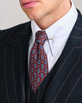 Red And Navy Print Silk Tie