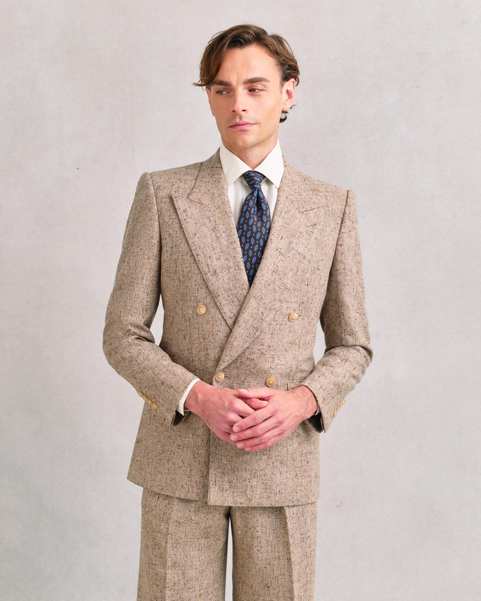 Beige Donegal Double Breasted Jacket