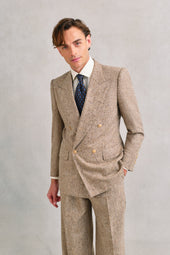 Beige Donegal Double-Breasted Jacket