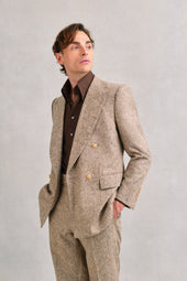 Beige Donegal Double-Breasted Jacket
