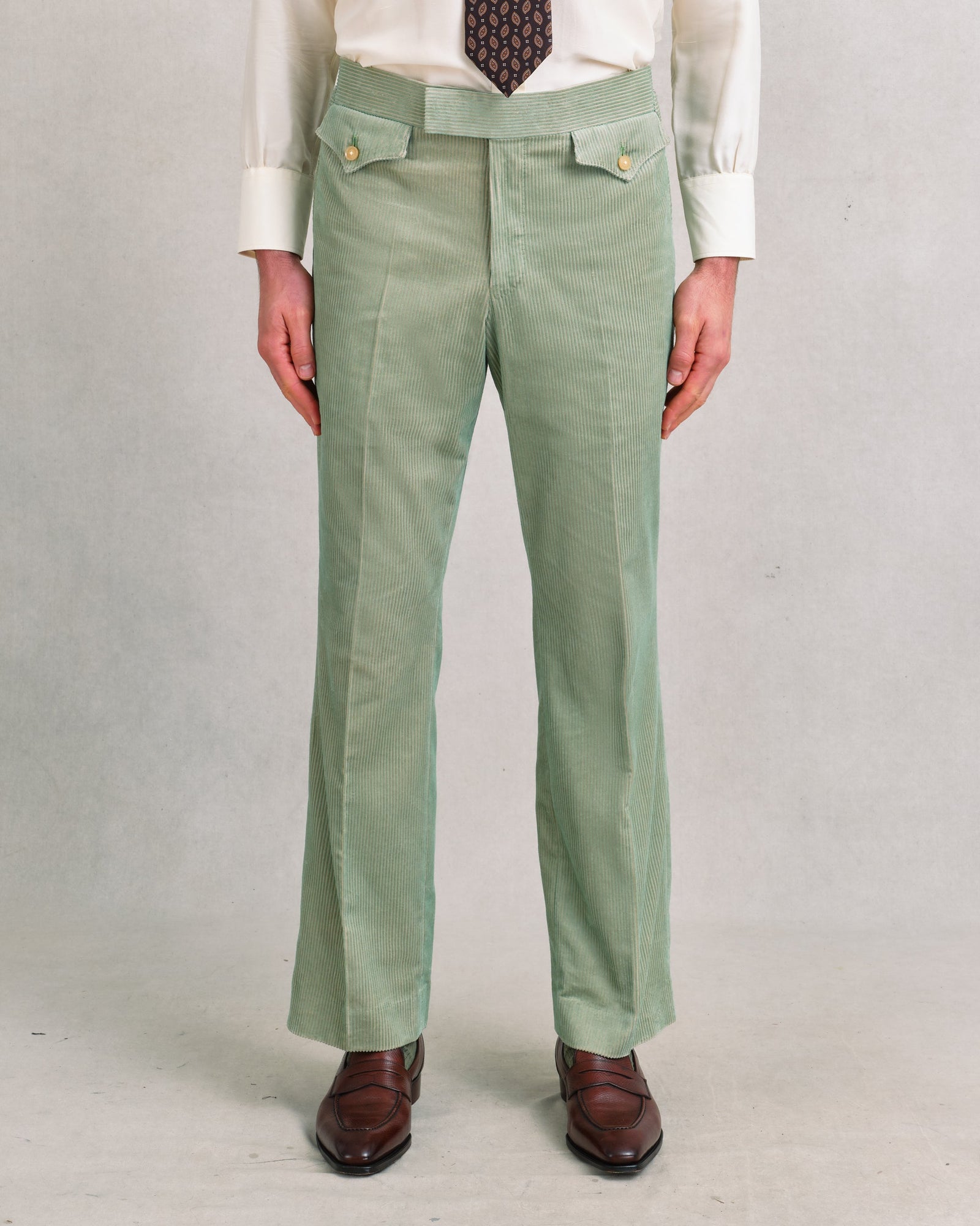 Eau De Nil Corduroy Parallel Trouser