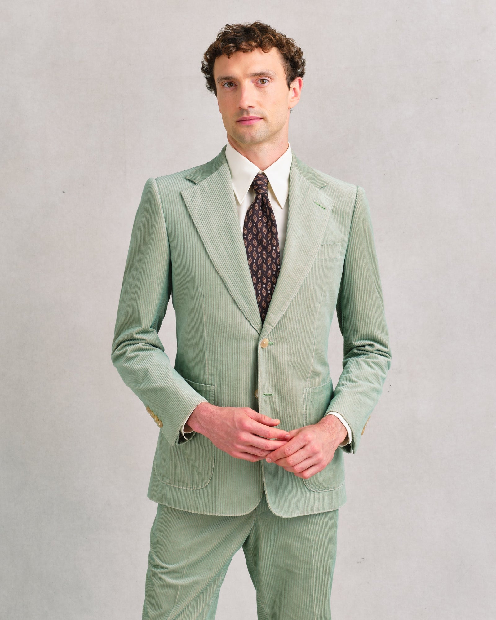 Eau De Nil Corduroy Notch Jacket