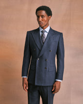 Navy Flannel Double-Breasted Jacket