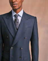 Navy Flannel Double-Breasted Jacket