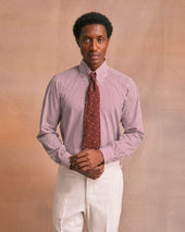 Maroon Stripe Tab Collar Shirt