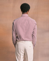 Maroon Stripe Tab Collar Shirt