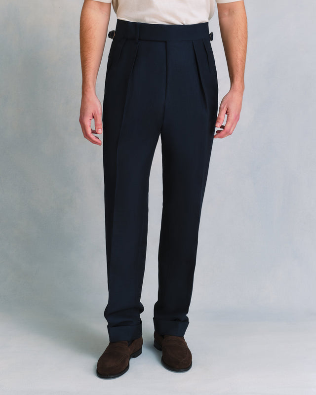 Navy Linen Blend Heritage Trousers