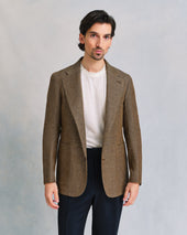 Bronze Linen Blend Mesh Jacket
