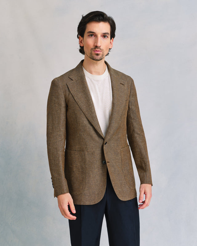 Bronze Linen Blend Mesh Jacket