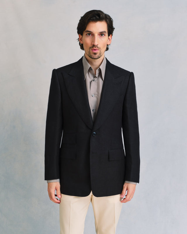 Black open-weave Silk and Linen Jacket