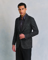 Black and White Slub Unstructured Jacket