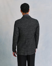Black and White Slub Unstructured Jacket
