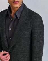 Black and White Slub Unstructured Jacket