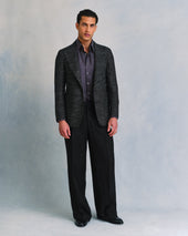 Black and White Slub Unstructured Jacket