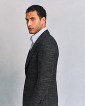 Black and White Slub Unstructured Jacket
