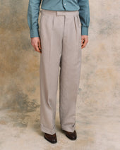 Silver Linen Blend Oxford Bag Suit