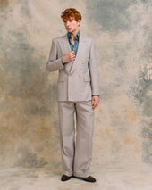 Silver Linen Blend Oxford Bag Suit