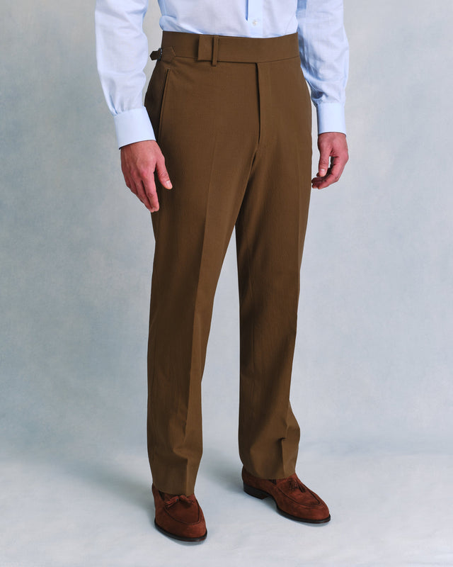 Brown Seersucker Classic Trousers