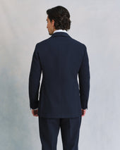 Dark Navy Seersucker Unstructured Jacket